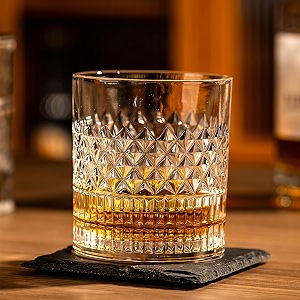 crystal whiskey glasses set of 6 300ml elegant drinking glasses for whiskey wine juice beer liquor cold-drinks cocktail - perfect for home office bar club occasions party gift