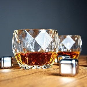 premium crystal whiskey glass - big size 360ml - transparent glass set for whiskey wine juice liquor scotch beer cocktail - home bar amp party drinks twist 6 pieces gems