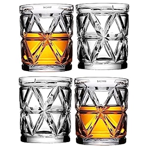 premium crystal whiskey glass - big size 360ml - transparent glass set for whiskey wine juice liquor scotch beer cocktail - home bar amp party drinks pr triangle 4 pieces