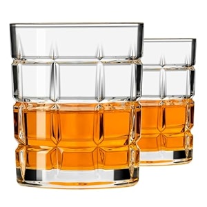 premium crystal whiskey glass - big size 360ml - transparent glass set for whiskey wine juice liquor scotch beer cocktail - home bar amp party drinks pr square 2 pieces