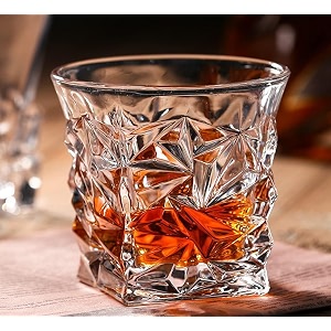 crystal whiskey glass set of 6 300ml diamond cut design crystal clear perfect for whiskey wine juice cocktail liquor ideal for home office bar club occasions party gift