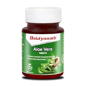 baidyanath ayurved aloe vera 60 tablets  nutritional supplement for healthy skin and liver  eliminates toxins and boosts immune system
