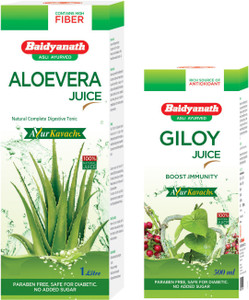 baidyanath aloe vera juice -1l  giloy juice - 500 ml combo- bottle pack of 2 15