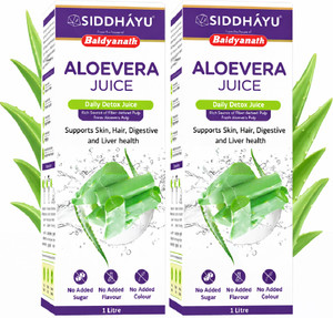 baidyanath aloe vera juice 1l pack of 2 natural aloevera for digestion  no added sugar 2 x 1 l