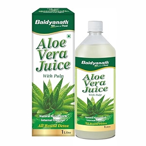 baidyanath ayurved aloe vera juice 1l  pure organic aloevera juice with natural enzymes amp antioxidants  helps in gut health skin nourishment  no added sugar