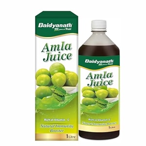 baidyanath ayurved amla juice - 1 ltr pack of 2 rich in vitamin c and natural immunity booster- helps maintaining healthy hair weight and digestion