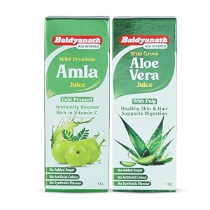 baidyanath amla juice and aloe vera juice  support digestive health constipation and promote liver health aids weight loss  immunity boosting  antioxidant  cold press  1000ml  1000ml