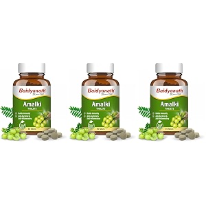 baidyanath ayurved amlaki amla 60 tablets - natural health booster for enhanced hair skin digestive health metabolism support and sugar level management pack of 3