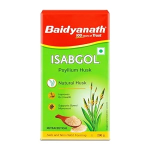 baidyanath ayurved isabgol - psyllium husk powder - 200gm  healthy digestive tract  rich source of dietary fibre gluten free  effectively relieves constipation  supplement for digestion
