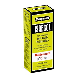 baidyanath asli ayurved isabgol - psyllium husk powder 200 gm  effectively relieves constipation  premium dietary fiber supplement for digestion  gluten-free  plantago ovata husk