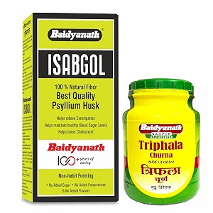 baidyanath isabgol - psyllium husk powder - 200gm  effectively relieves constipation amp baidyanath asli ayurved nagpur triphala churna i vitamin c i iron amp zinc i 500 gms