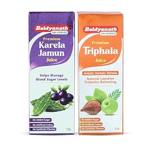 baidyanath karela jamun juice and triphala juice  supports healthy blood sugar levels naturally  helps with constipation amp digestive comfort  1000ml  1000ml