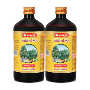 baidyanath khadirarishta -an ayurvedic formulation  helps in blood purification skin and intestinal problems 450 ml pack of 2