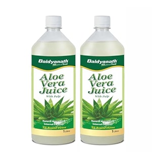 baidyanath pure aloe vera with pulp 2l 1l x 2  no added sugar or flavor  source of natural nutrients boosts immunity and digestion
