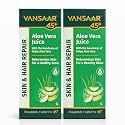 Vansaar Aloe Vera Juice | For Glowing Skin & Healthy Hair | 100% Natural, Cold Pressed with Pulp - 1L (Pack Of 2)