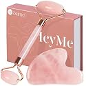 BAIMEI IcyMe Rose Quartz Roller & Gua Sha Facial Tool Set for Depuffing
