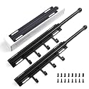 BaiNong Valet Rod for Closets Pull Out 12" Black with 4 Hooks (2Pack)