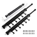 BaiNong Valet Rod for Closets Pull Out 16.5" Black with 6 Hooks (2Pack)