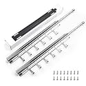 BaiNong Valet Rod for Closets Pull Out 16.5" Silver with 6 Hooks (2Pack)