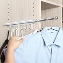 BaiNong Valet Rod for Closets Pull Out 16.5" Silver with 6 Hooks