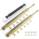 BaiNong Valet Rod for Closets Pull Out 16.5" Gold with 6 Hooks (2Pack)