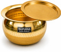 Baipurna Pure Brass Handi 10 Litre with Lid Big Size Pital Pot for Biryani Cooking Handi 10 L with Lid (Brass, Non-stick)