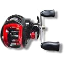 Baitcasting Reels, Smooth Casting Reel with Magnetic Braking System Bright Color Baitcaster Reel-Red-Right Handed