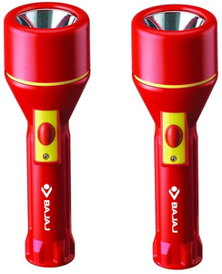 bajaj 15w raftaar max led torch red pack of-02 torch red 12 cm rechargeable