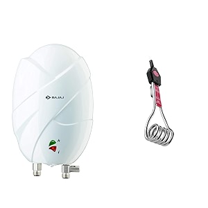 bajaj flora instant 3 litre vertical water heater white amp 1500-watt immersion heater with 16a plug type combo