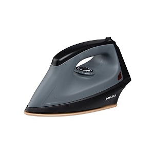 bajaj herculo heavy weight dry iron  1100 watts heavy weight dry iron  duraglide soleplate  anti-bacterial amp non-stick coating  360 degree swivel cord  2-yrs warranty black amp grey aluminium