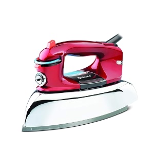 bajaj majesty macho 2000 watts heavy weight steam iron  anti-scale amp anti-drip technology  non-stick coated soleplate red
