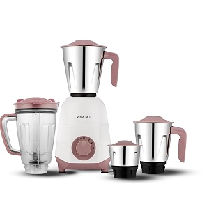 bajaj ninja series stella 750w mixer grinder with 4 jar  duracut blades  2 yrs warranty white