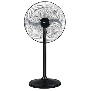 bajaj tez mk ii farrata 450 mm pedestal fan for home  high air thrust  high speed  overload thermal protector  full copper motor  2 yrs warranty black
