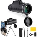 BAK4 HD Optics Prism Dual Focus Monocular Telescope, 40x60 Scope with Day & Low Scope with Smartphone Holder Adjustable Tripod