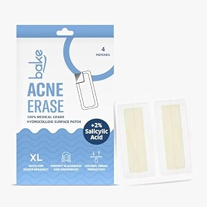 bake 2 salicylic acid hydrocolloid acne absorbing 4 patches surface patch xl pimple patches for blackheads removal  large acne erase strips  pore cleansing amp reduces whiteheads 4 strips