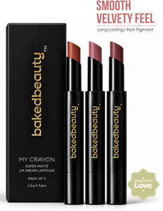 baked beauty lip crayon lipstick set of 3 with nourishing formula