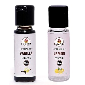bakefrillz vanilla and lemon food flavor essence combo for cake baking ice creams puddings cookies making 30 mlx2