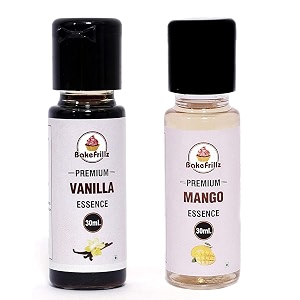 bakefrillz vanilla and mango food flavor essence 30 ml x 2 for cake baking ice creams puddings cookies