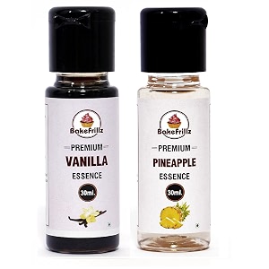 bakefrillz vanilla and pineapple flavor essence 30 ml x 2 for cake baking ice creams puddings cookies