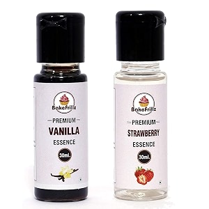 bakefrillz vanilla and strawberry food flavor essence combo for cake baking ice creams puddings cookies making 30 mlx2