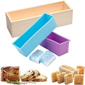silicone soap loaf mold with wooden box amp divider kit for handmade soap making cold process soap loaf soap molding reusable non-stick food grade silicone mold for diy soap craft amp baking