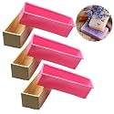 Silicone Soap Loaf Mold with Wooden Box &amp; Divider | Rectangular Non-Stick Reusable Mold for Handmade Soap, Cold Process Soap, Candle, Wax, Resin &amp; DIY Craft Making | Pack of 3