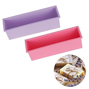 rectangle silicone loaf mold  food grade non-stick reusable mold for soap making cake baking bread loaf chocolate bars fudge wax melts resin art amp diy crafts  pack of 2