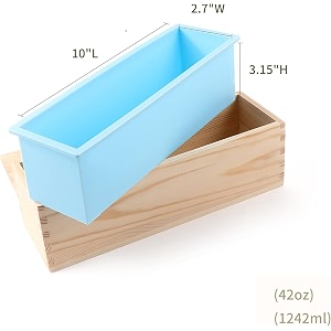 rectangle silicone loaf mold with wooden box  food grade non-stick reusable bread amp cake baking mold for loaf cake bread brownies mousse soap making candle wax amp diy resin crafts  2 piece set