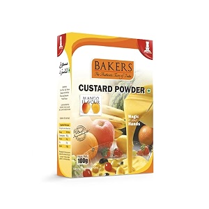 bakers custard powder  mango flavor  100g x 4 400g  contains no eggs  long shelf life  makes smooth creamy testy amp juicy custard  quick amp easy to make best for fruit salads amp puddings
