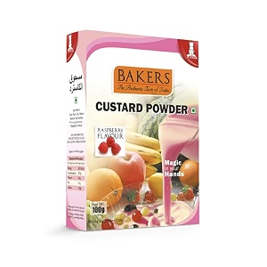 bakers custard powder  raspberry flavor  100g x 4 400g  contains no eggs  long shelf life  makes smooth creamy testy amp juicy custard  quick amp easy to make best for fruit salads amp puddings