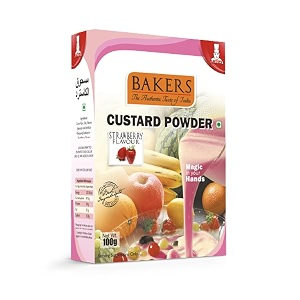bakers custard powder  strawberry flavor  100g x 4 400g  contains no eggs  long shelf life  makes smooth creamy testy amp juicy custard  quick amp easy to make best for fruit salads amp puddings