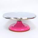 Stainless Steel Cake Turntable | 12 Inch Lightweight Rotating Stand for Cake Decorating | Supports 10 kg | Anti-Slip Base | Polished Finish..top is stainless steel and bottom is acrylic(product color will be variable )