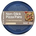 Bakken 16 Inch Non-Stick Pizza Pan 1 Pack, Round Carbon Steel Pizza Tray with Perforated Holes, PFOA, PFOS, & PTFE-Free, Dishwasher & Oven Safe Up To 450°F, Durable Nonstick Coating, Blue