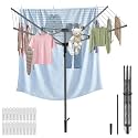 BAKON Heavy Duty Clothesline Outdoor,40M Rotary Adjustable Tension Umbrella Drying Rack, Anti-Sag Line for Large Clothes Bedding for Backyard Lawn Patio RV Camping